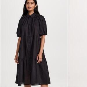 Playa Lucila Black Olivia Button-Down Midi Dress Size L